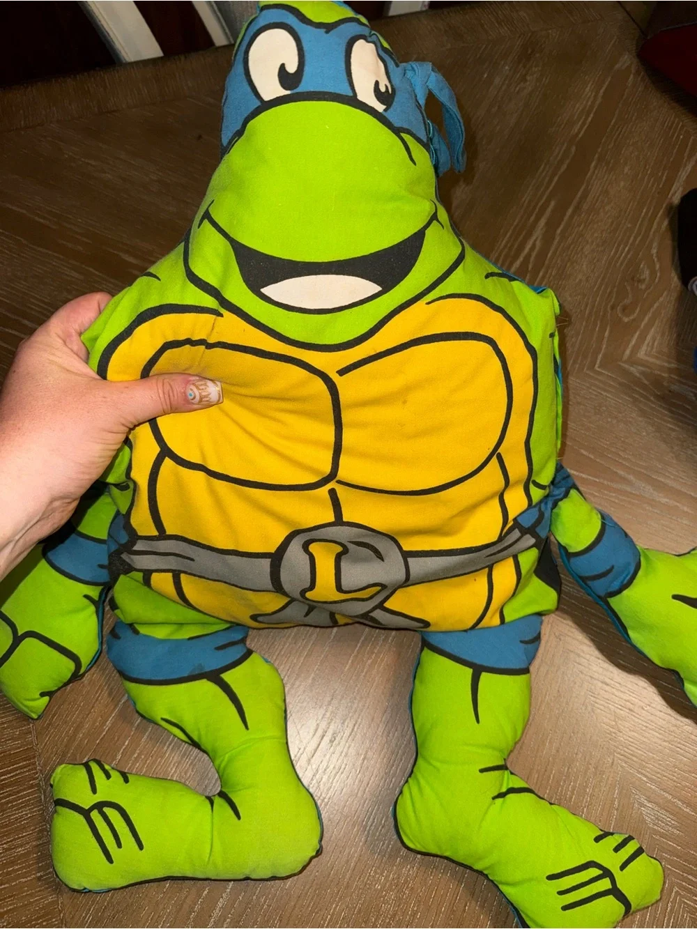 Vintage 90’s  Teenage Mutant Ninja Turtle Leonardo Pillow Pal - Well Loved